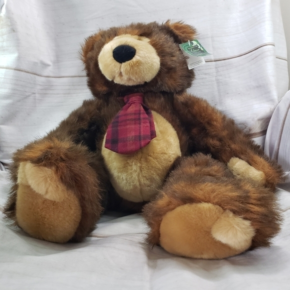 Kellytoy Europe Tip Dyed Teddy Bear Plaid Tie Plush Stuffed Animal 13 Inch 1997 - Picture 4 of 10